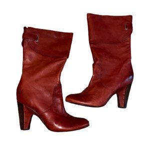 Frye Women Red Boots Sz 8.5 Bethany Cuff Shorty
